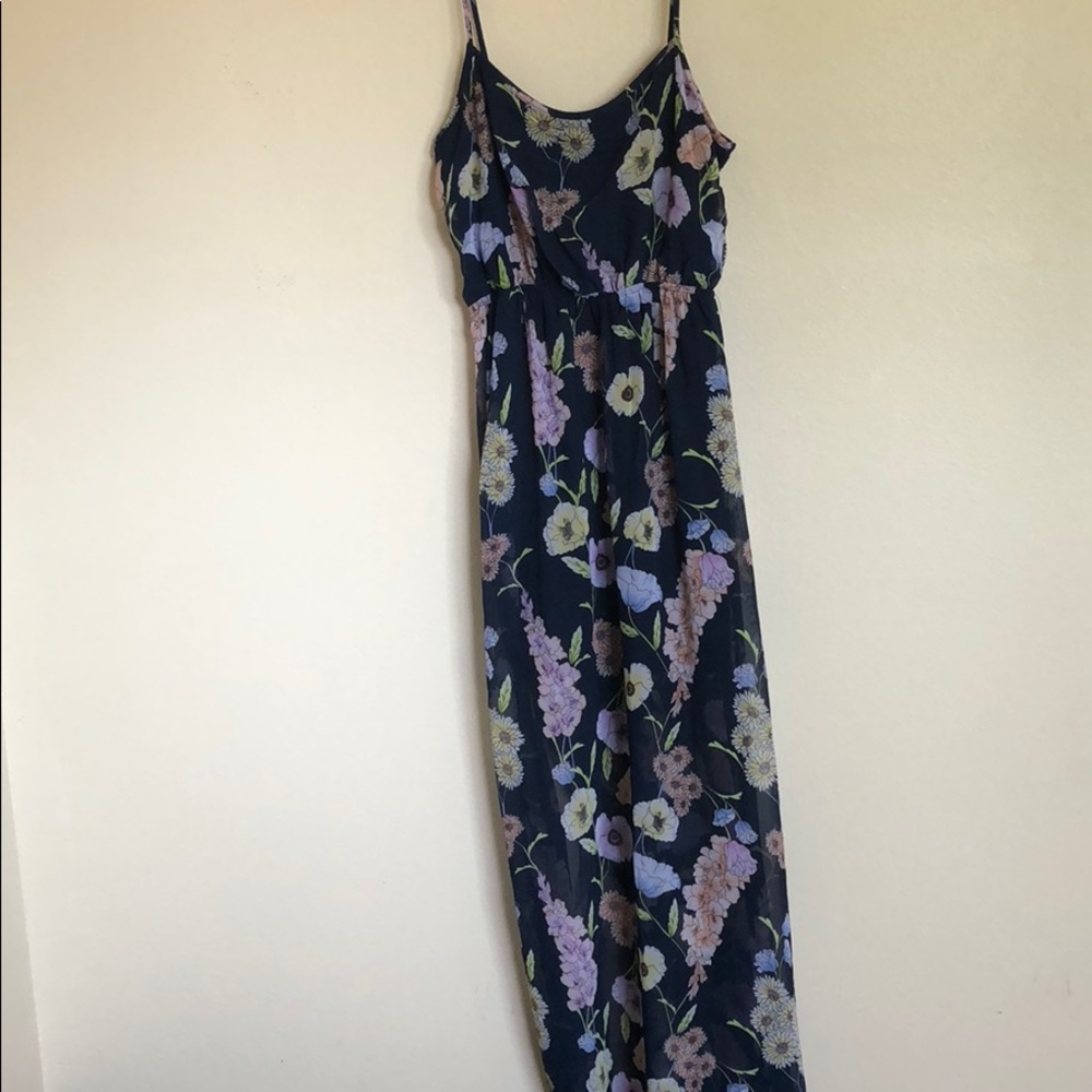 Navy blue Maxi dress with floral print